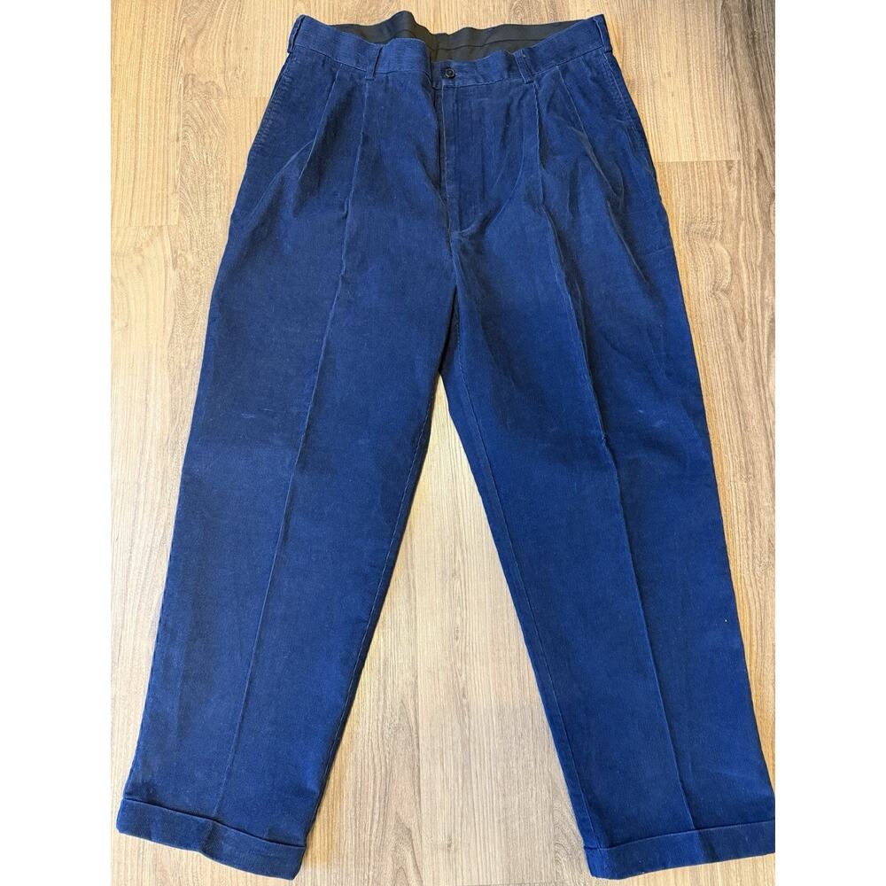 Jos A Bank Executive Collection Navy Corduroy Pleated Cuffed Pants Mens 38x29